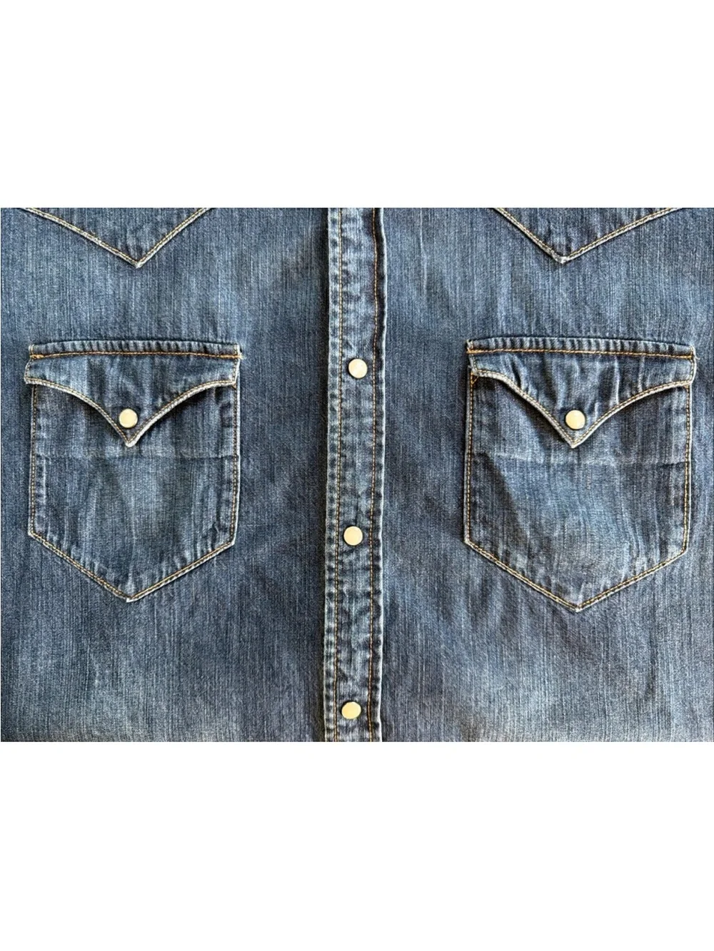 Polo Ralph Lauren Authentic Dungarees Pearl Snap Western Denim Shirt Size LG 90s